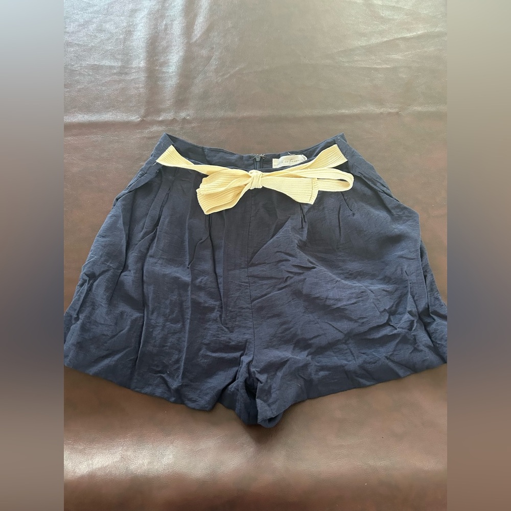 Women's Navy Shorts with Cream Bow